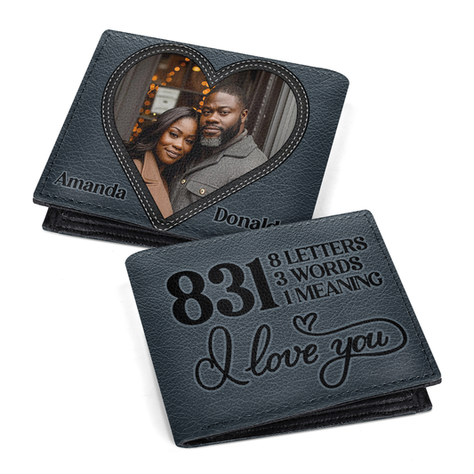 8 letters, 3 words, 1 meaning I Love You - Personalized Leather Folded Wallet SBLFWLM2719M