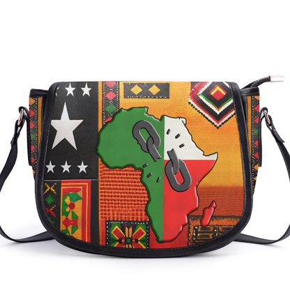 Africa Map - Juneteenth Leather Saddle Cross Body Bag SBSADT61