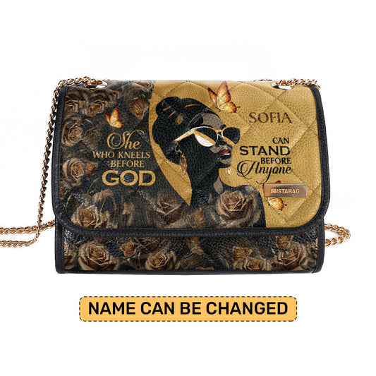 She Who Kneels Before God Can Stand Before Anyone - Personalized Convertible Shoulder Bag SBCOBLM1017TA