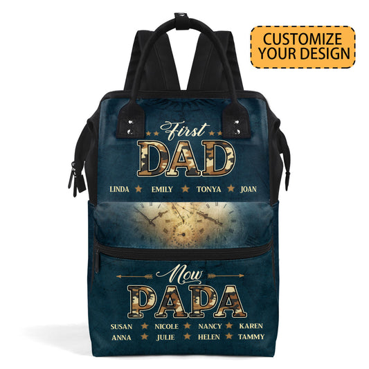 First Dad Now Papa - Personalized Duckbilled Backpack SBDBPLM1174D