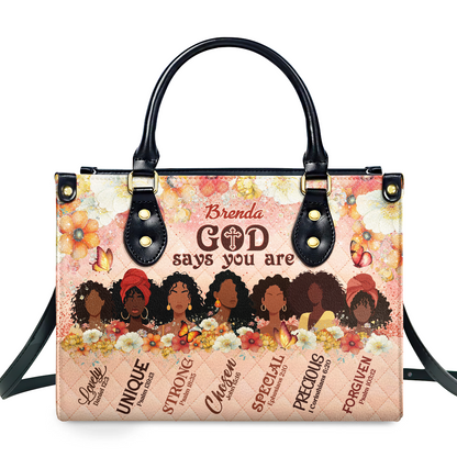 God Says You Are - Personalized Leather Handbag SBLHBLM2478L