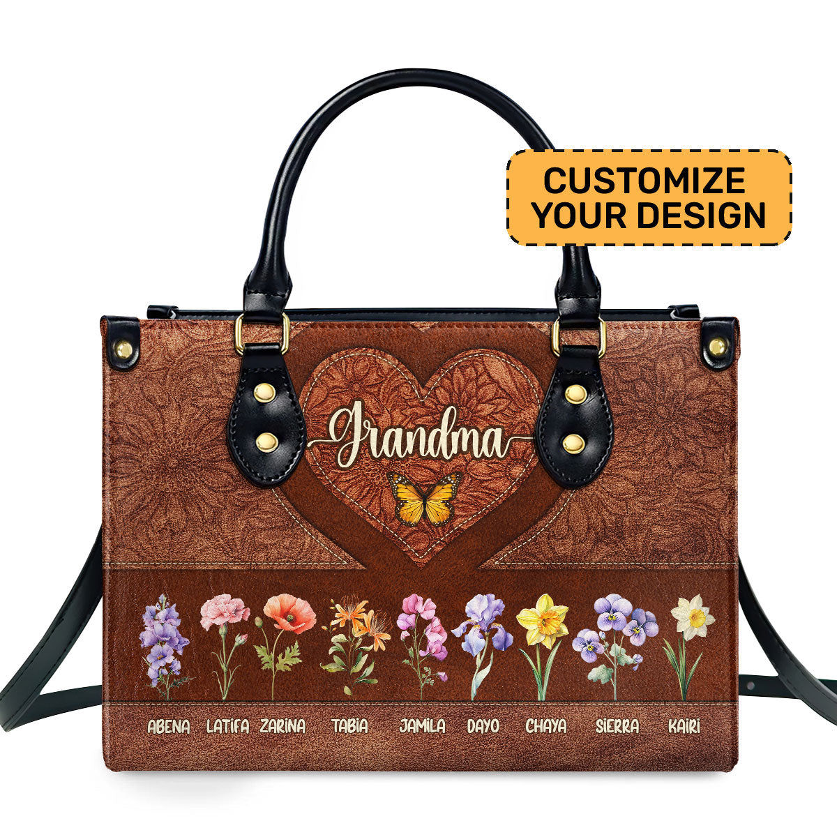 Grandma Mom Birth Month - Personalized Leather Handbag SBLHBLM1392D