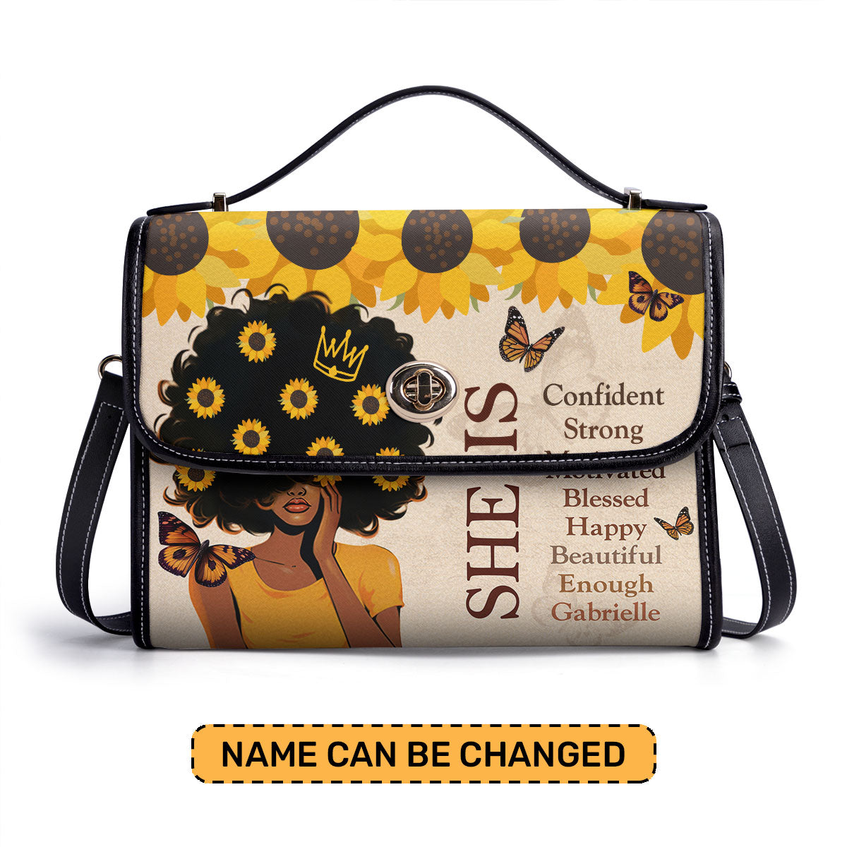 She Is - Personalized Leather Satchel Bag SB12