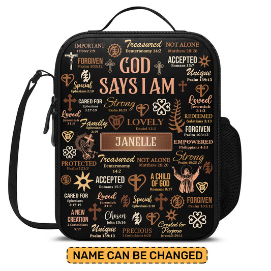 God Says I Am - Personalized Lunch Box Bag SBLBBLM1672TA