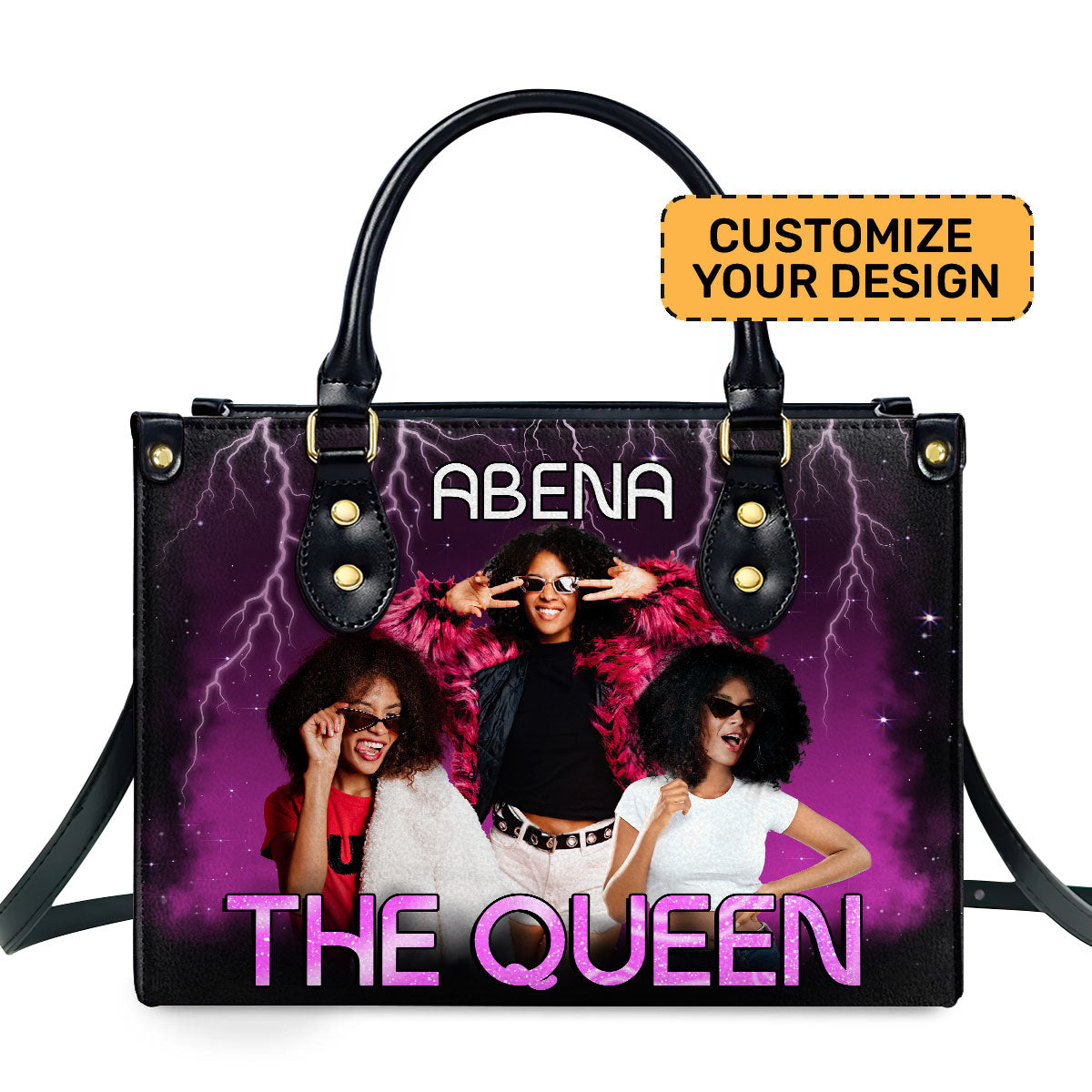 The Queen Vintage Style - Personalized Leather Handbag SBLHBNUM883M