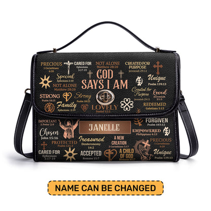 God Says I Am - Personalized Leather Satchel Bag MB21