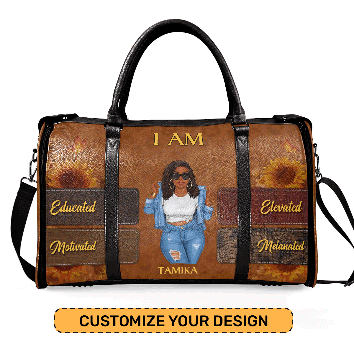 I Am - Personalized Leather Duffle Bag STB03