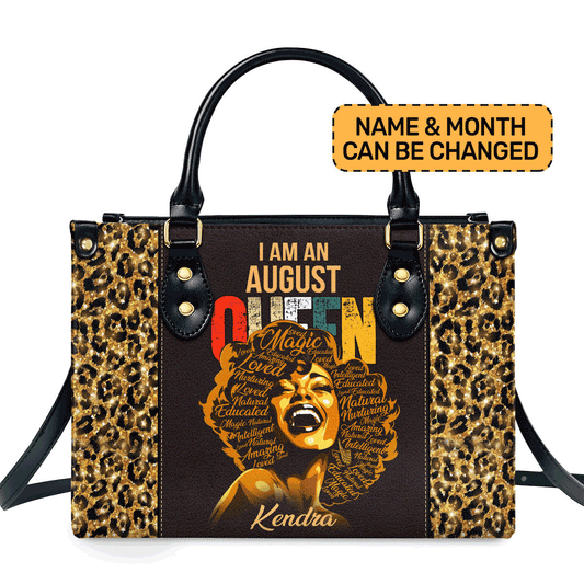 I Am A Queen - Personalized Leather Handbag STB12