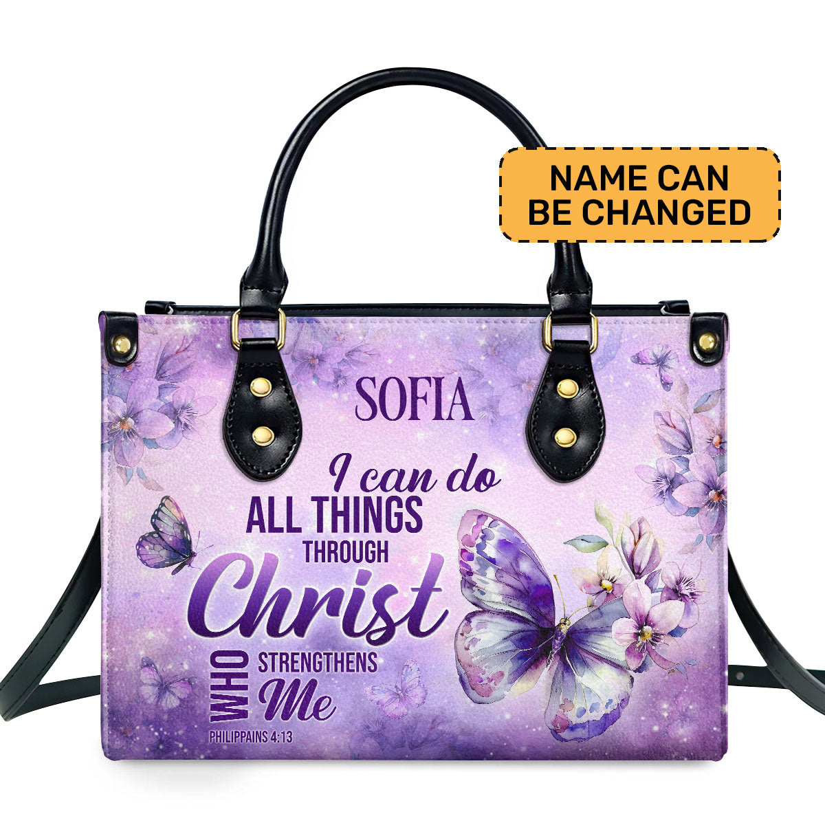 I Can Do All Things Through Christ Who Strengthens Me - Personalized Leather Handbag SBLHBTN01