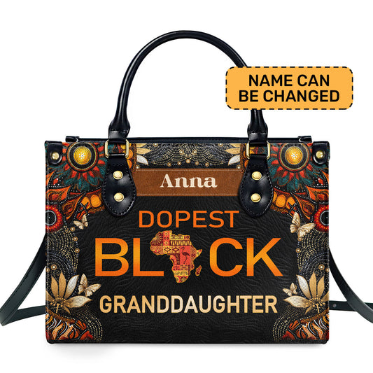 Dopest Black Granddaughter - Personalized Leather Handbag MB64D