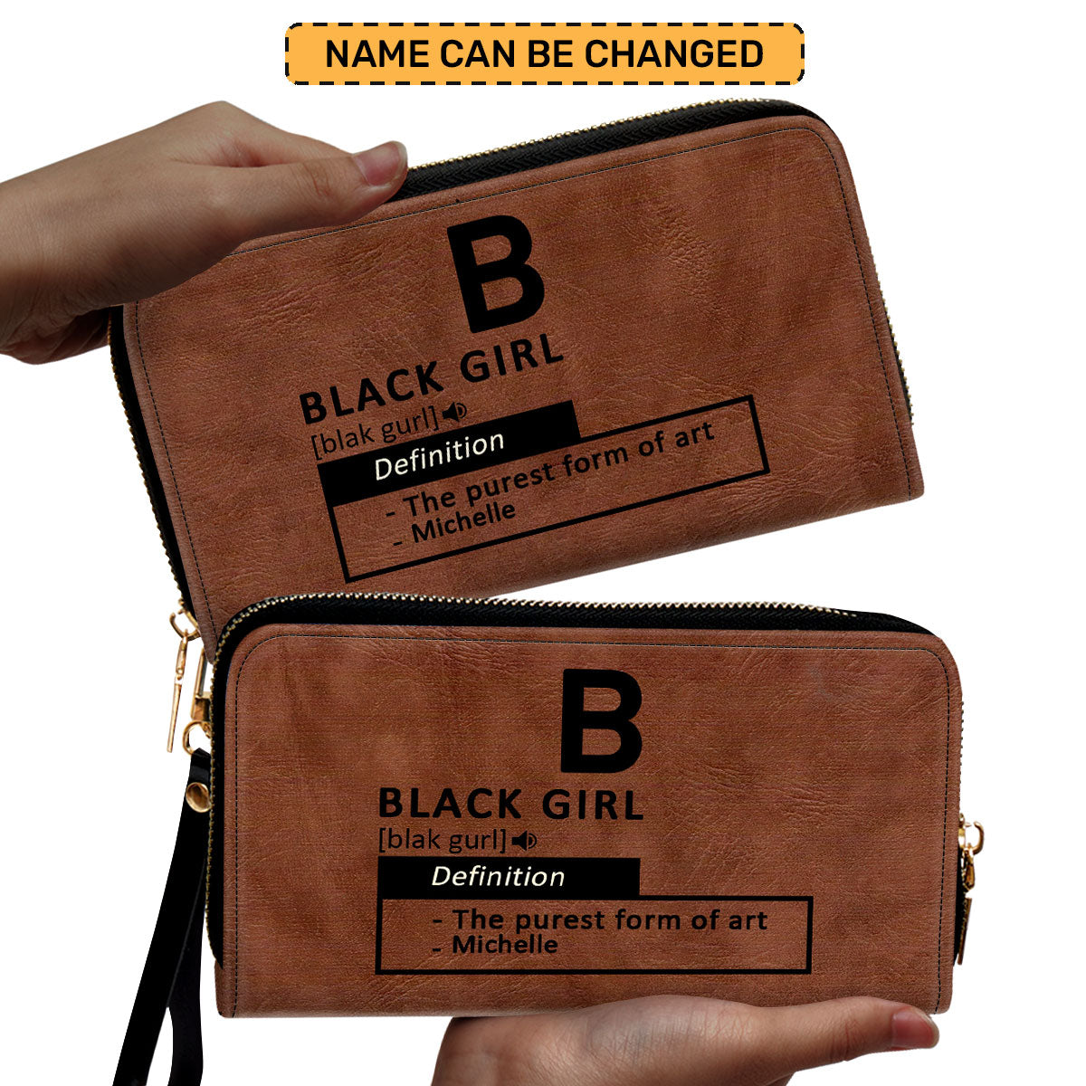 Black Girl & Melanin - Personalized Leather Clutch Purse MB29