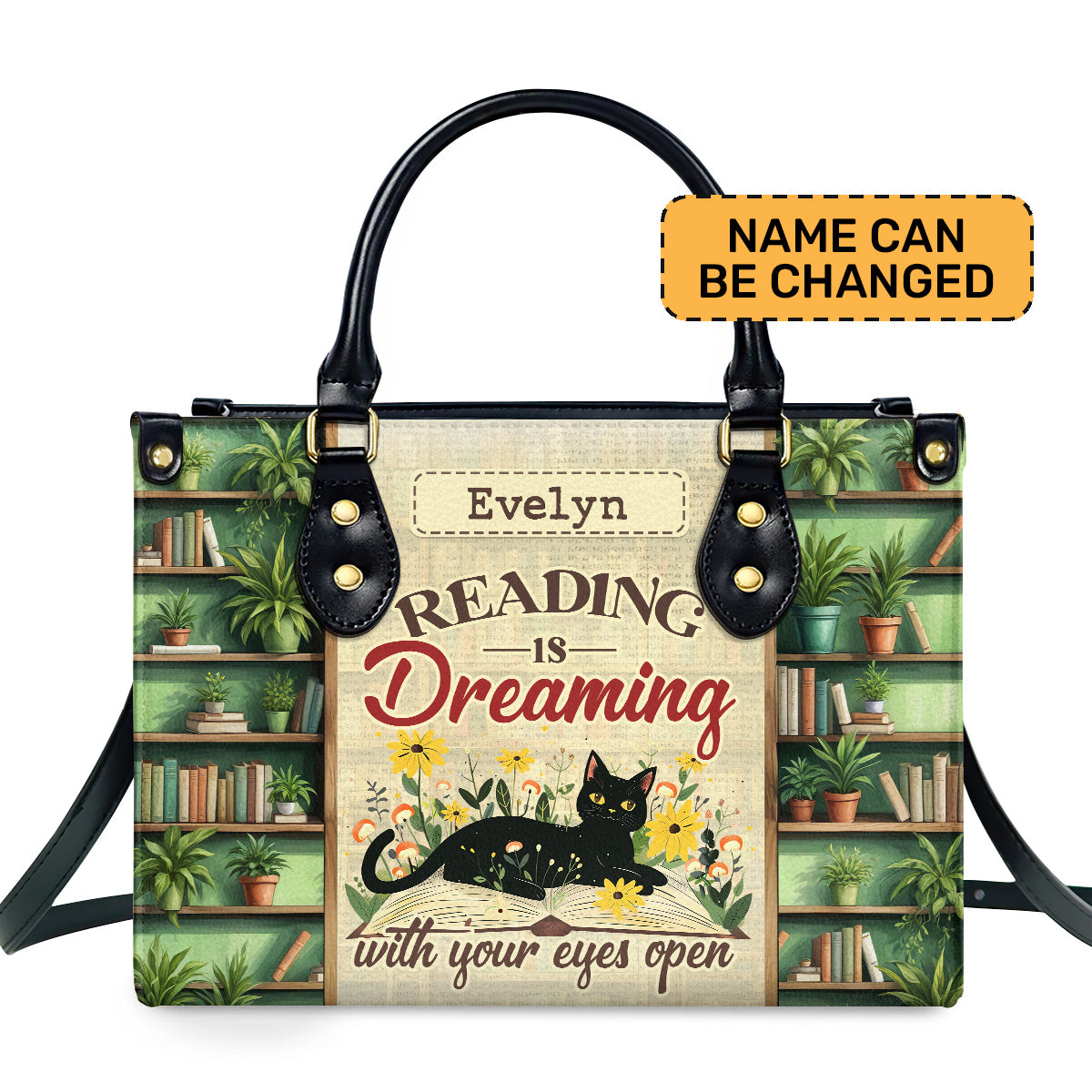 Reading Is Dreaming With Your Eyes Open - Personalized Leather Handbag SBLHBLTN974TA