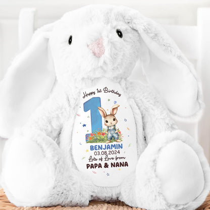 Happy 1st Birthday - Personalized Stuffed Bunny