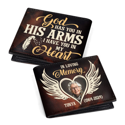 God Has You In His Arms - Personalized Leather Folded Wallet SBLFWLM1382D