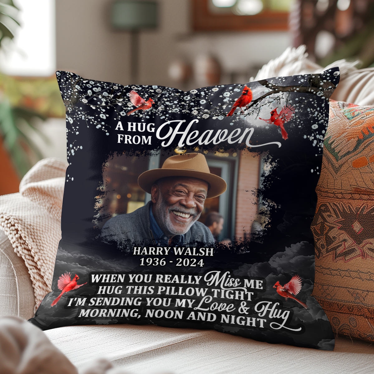 A Hug From Heaven - Personalized Crystal Velvet Pillow