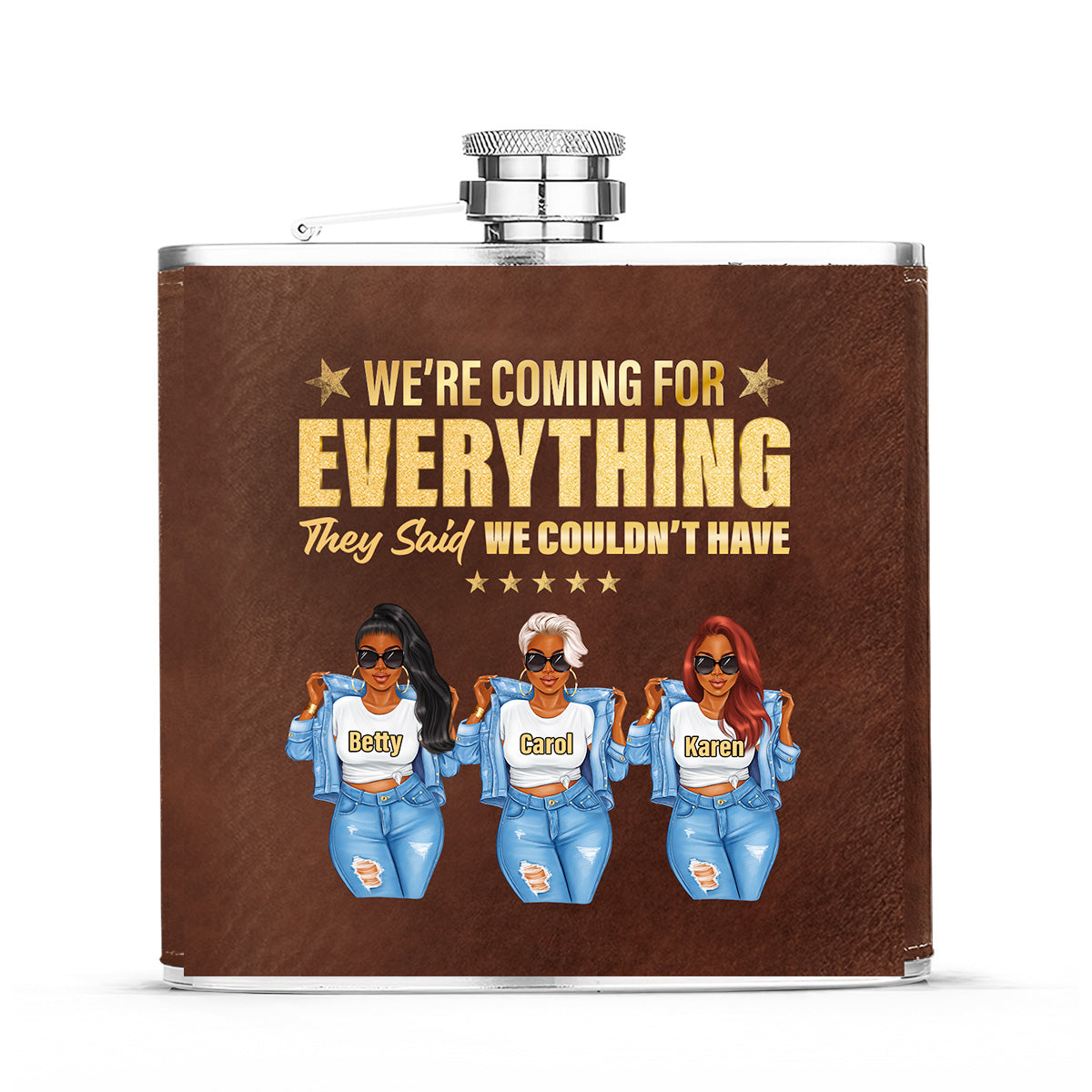 I Am Coming - Personalized Leather Flask SBLFLALTU2698T