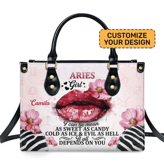 I Can Be Mean As Sweet As Candy Cold As ice & Evil As Hell - Personalized Leather Handbag SBT41