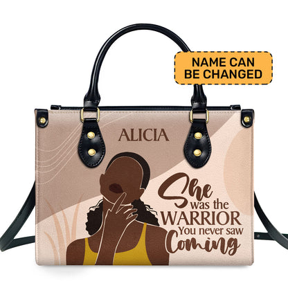 She Was The Warrior - Personalized Leather Hand Bag STB102