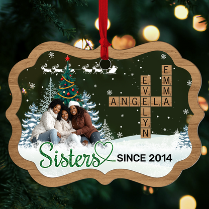 Sisters - Personalized Wood & Acrylic Ornament