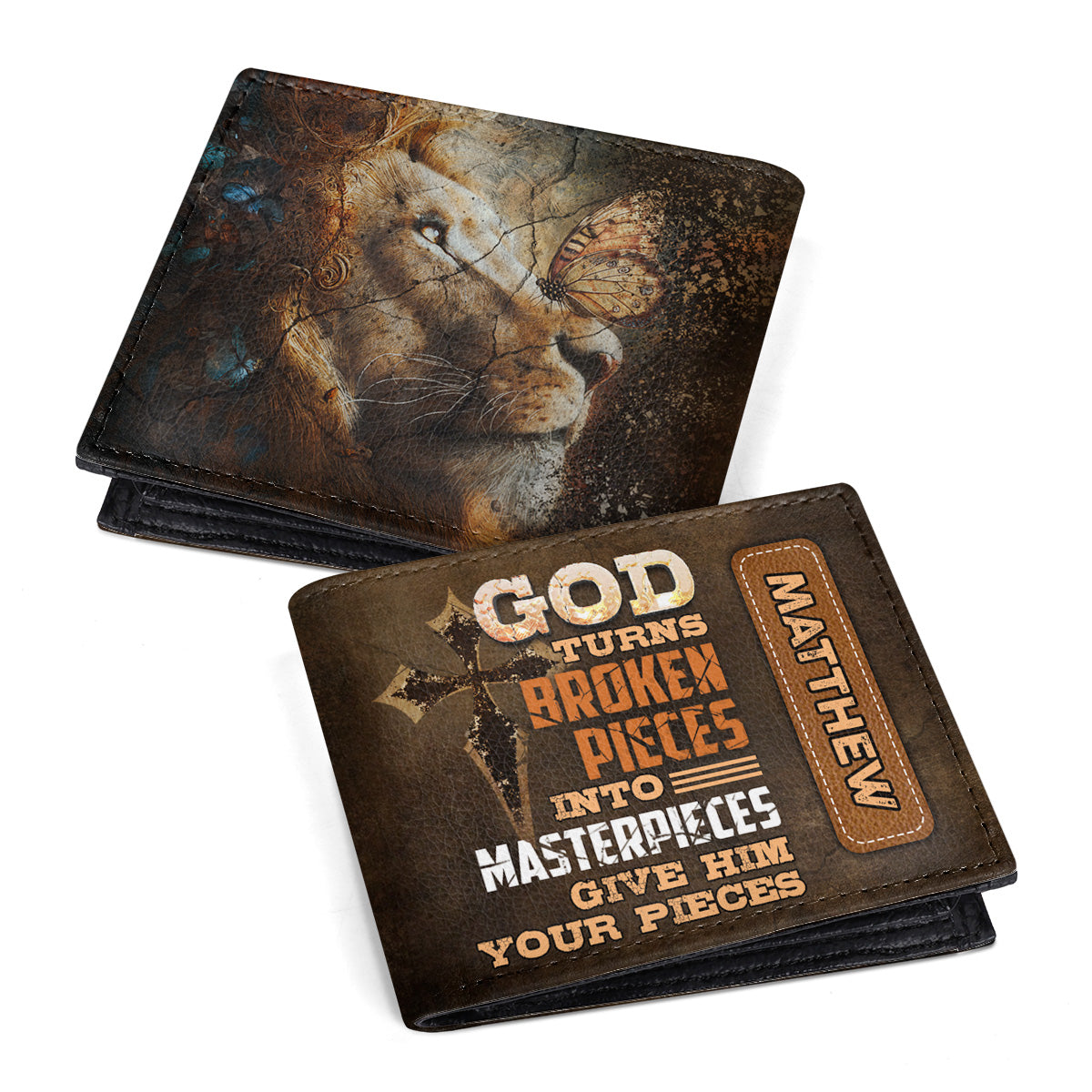 God Turns Broken Pieces Into Masterpieces - Personalized Leather Folded Wallet SBLFWLTU2732D