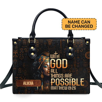 With God All Things Are Possible - Personalized Leather Handbag SBLHBLM1095TA