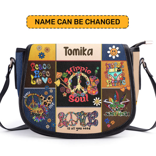 Hippie Soul - Personalized Leather Saddle Cross Body Bag SBHN17