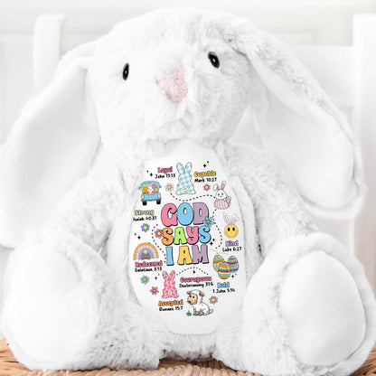 God Says I Am - Personalized Stuffed Bunny