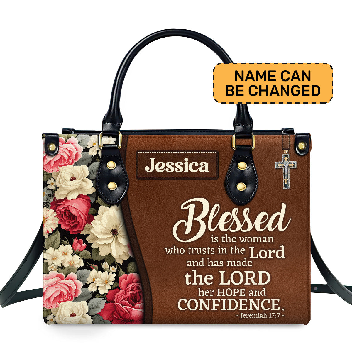 Blessed Is The Woman Who Trusts In The Lord - Personalized Leather Handbag SBLHBMTN1860L