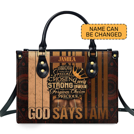 God Says I Am - Personalized Leather Handbag SBLHBLM1204D