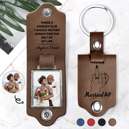 Married AF - Personalized Leather Photo Keychain