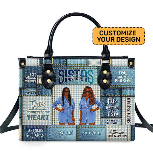 Sistas Forever - Personalized Leather Handbag SBLHBLM1354D