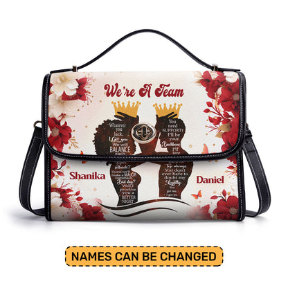 We're A Team - Personalized Leather Satchel Bag STB154