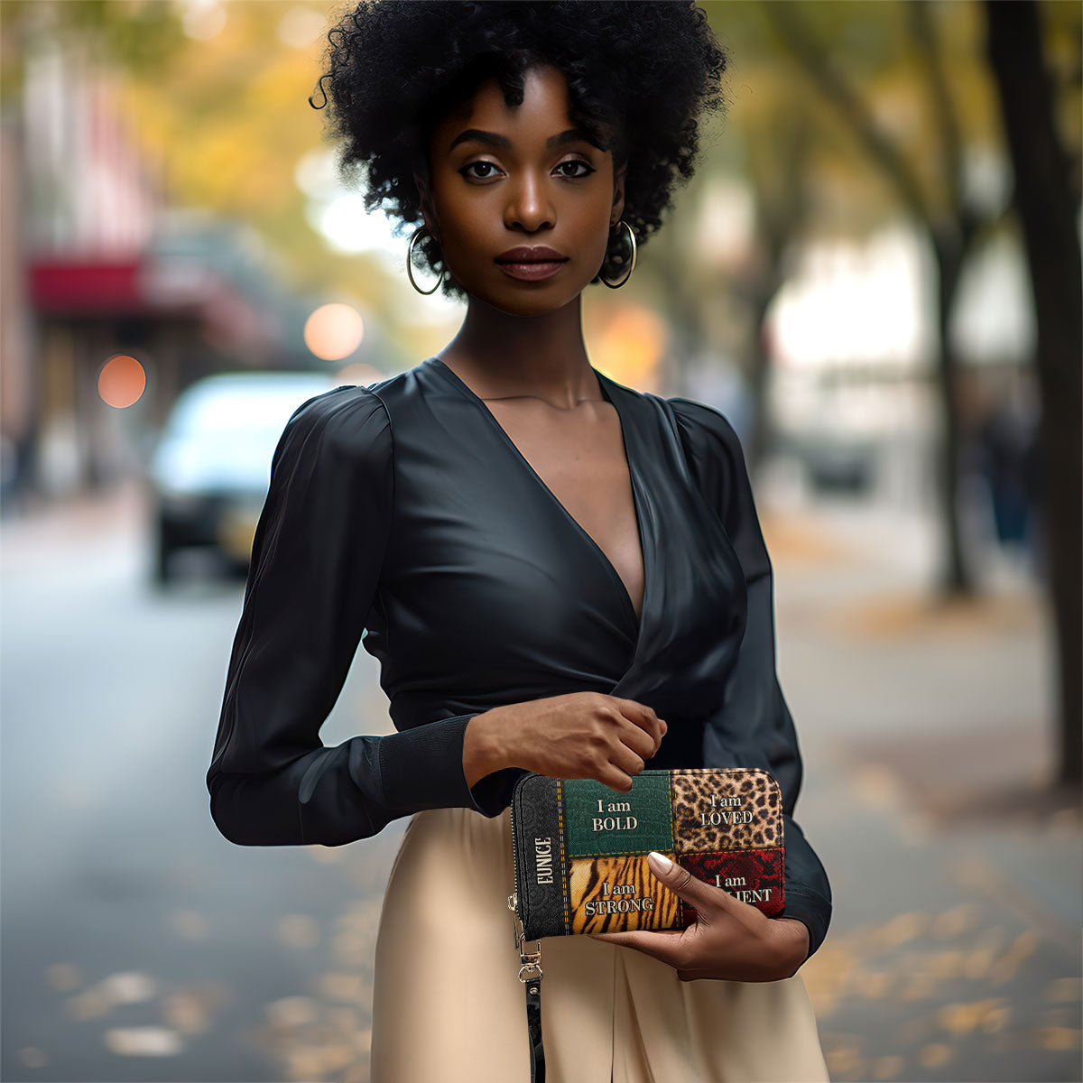 I am BOLD, LOVED, STRONG, RESILIENT - Personalized Leather Clutch Purse STB49