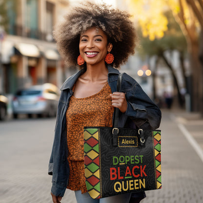 Dopest Black Queen - Personalized Leather Totebag SB09