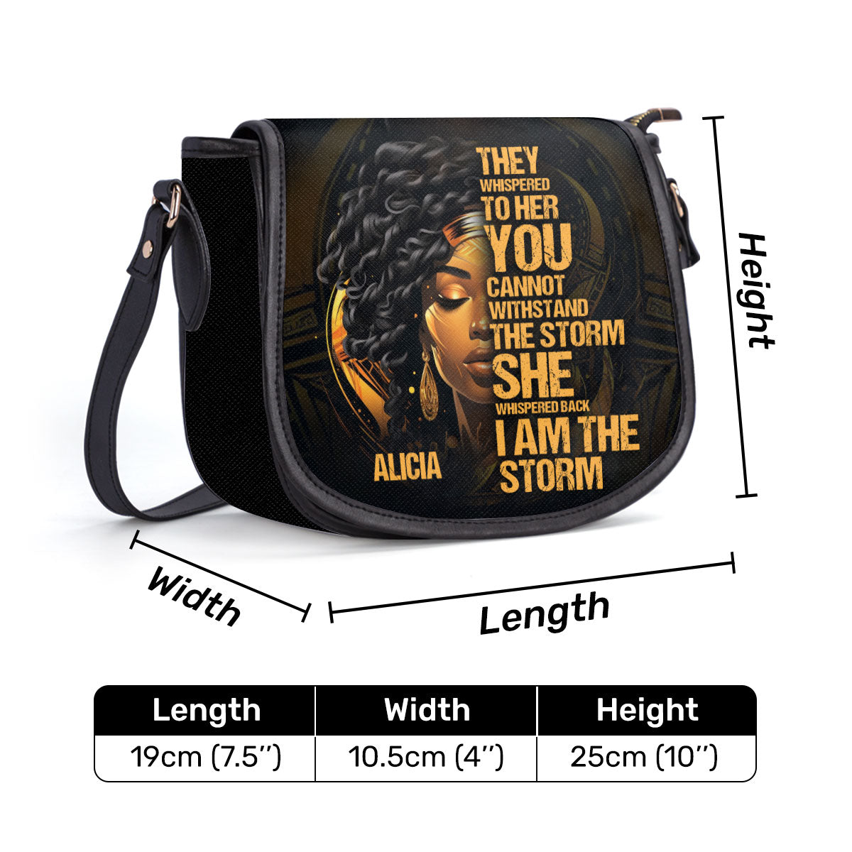 I Am The Storm - Personalized Leather Saddle Cross Body Bag SB113