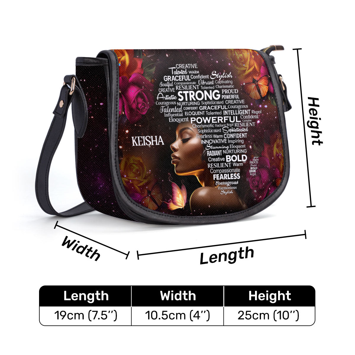 Afro Map - Personalized Leather Saddle Cross Body Bag STB43