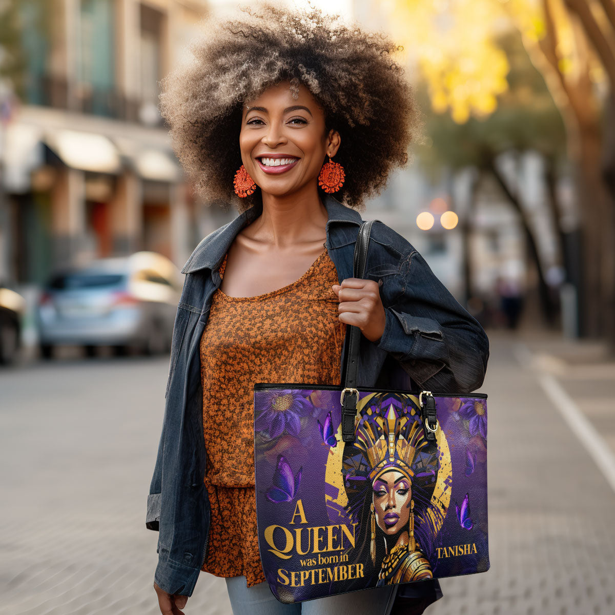 A Beautiful Queen - Personalized Leather Totebag STB58