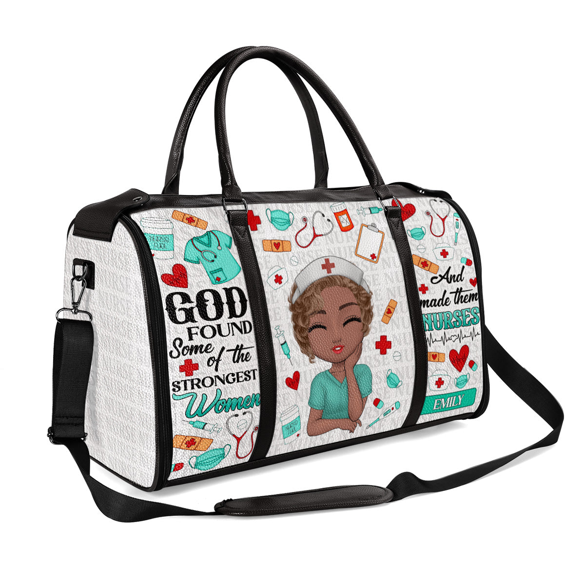 God Found Some Of The Strongest Women And Made Them Nurses - Personalized Leather Duffle Bag