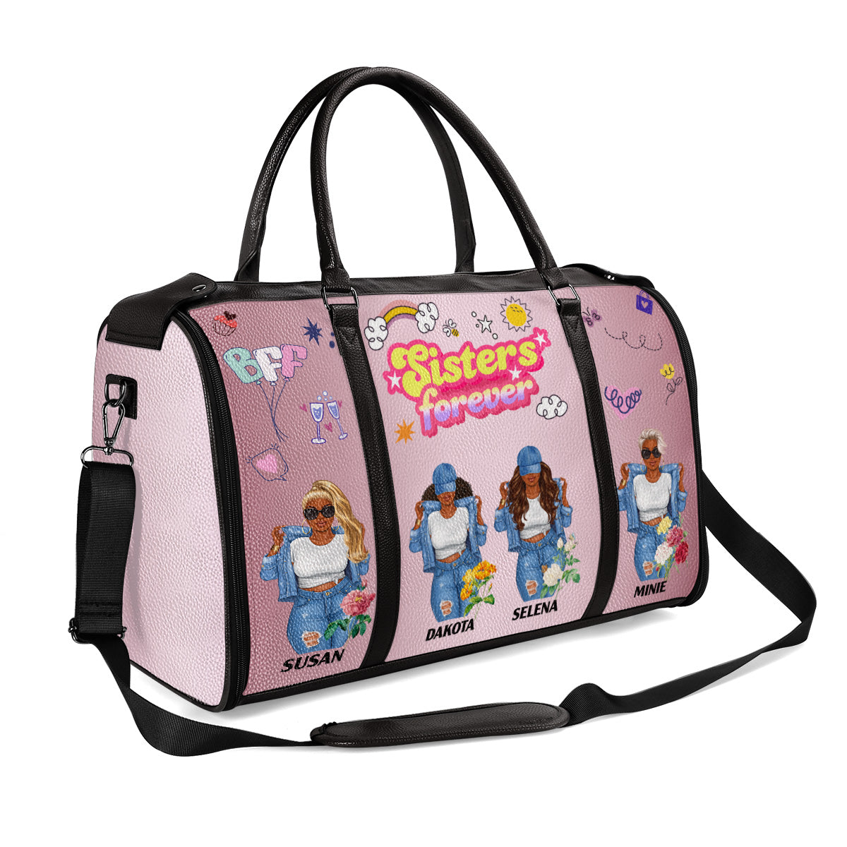 Sisters Forever - Personalized Leather Duffle Bag