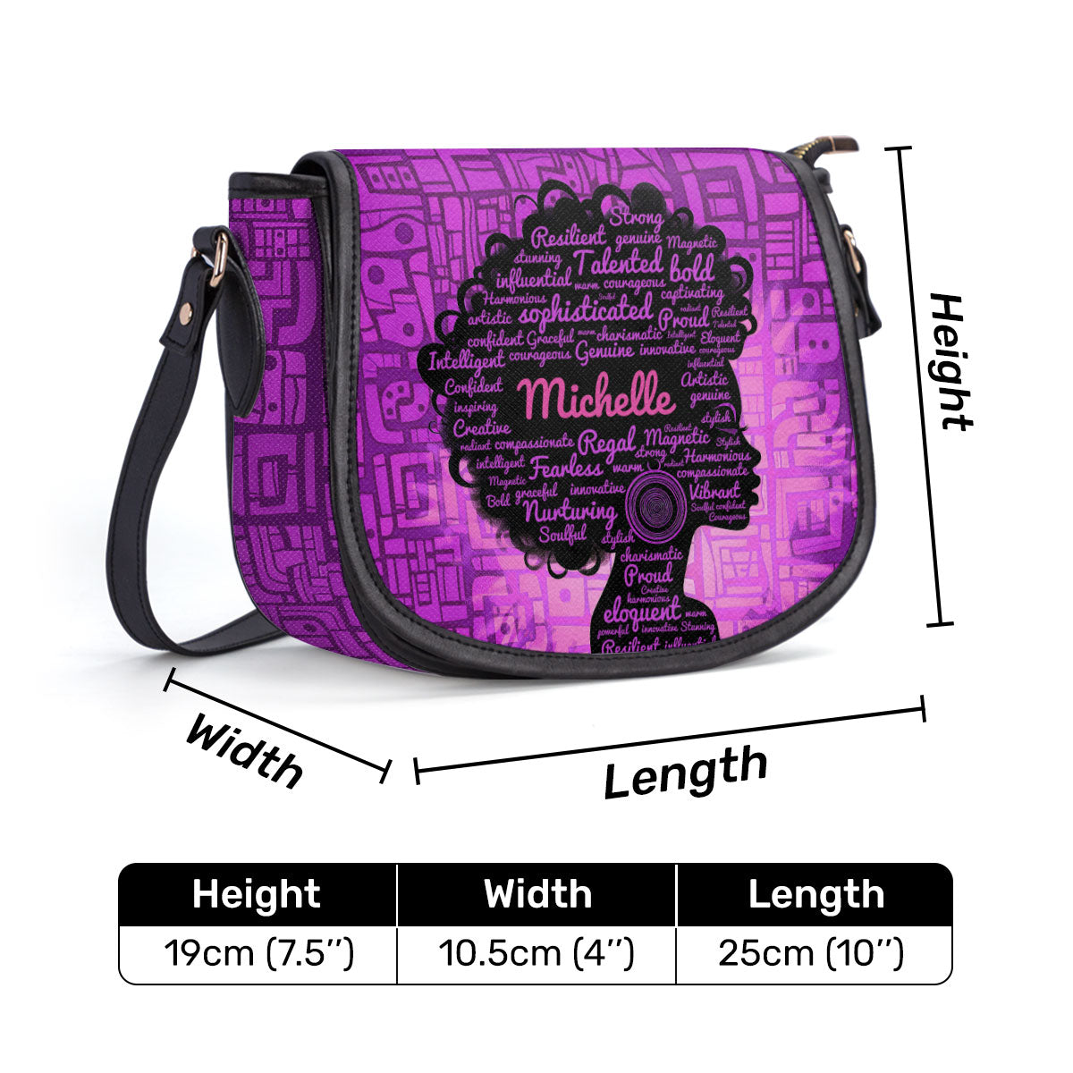 Afro Queen - Galaxy Personalized Leather Saddle Cross Body Bag SB47