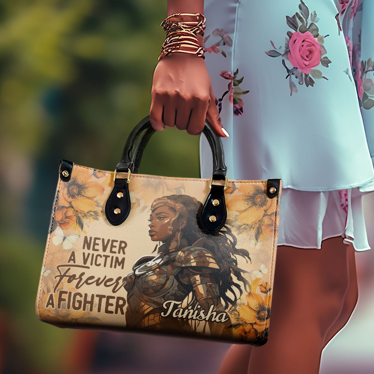 Forever A Fighter - Personalized Leather Hand Bag STB83