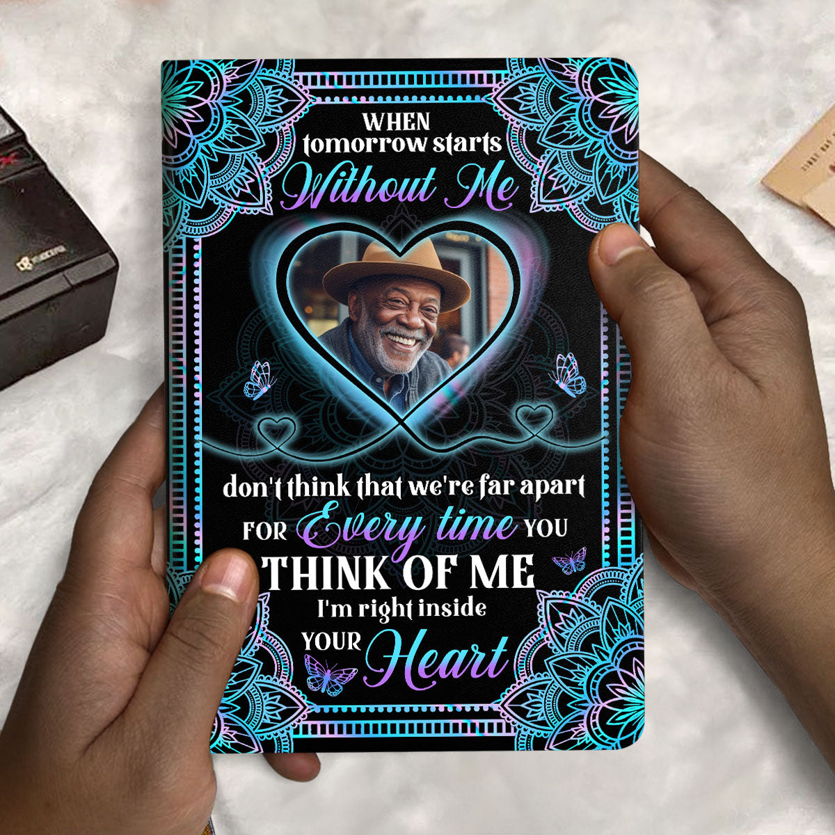 I'm Right Inside Your Heart - Personalized Leather Cover Notebook