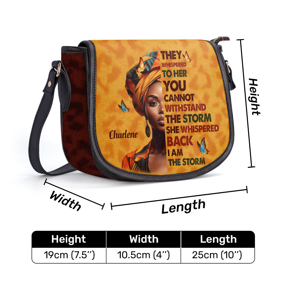 I Am The Storm - Personalized Leather Saddle Cross Body Bag SB23