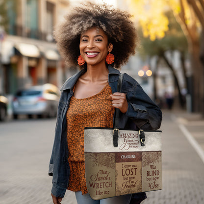 Amazing Grace - Personalized Leather Totebag MB49