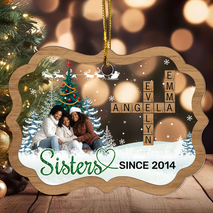 Sisters - Personalized Wood & Acrylic Ornament