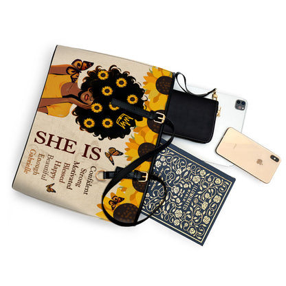 She Is - Personalized Leather Totebag SB12