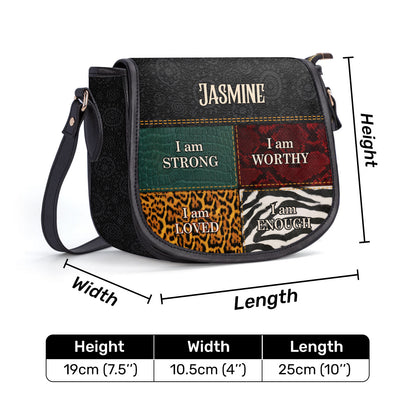 I AM - Personalized Leather Saddle Cross Body Bag SB08