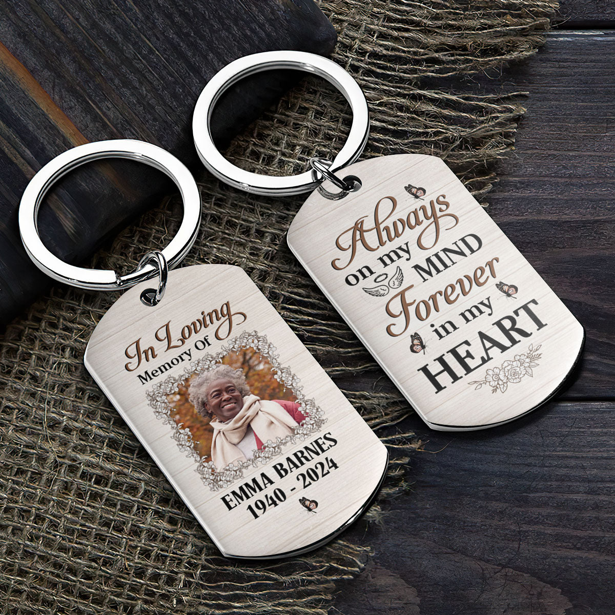 Always On My Mind Forever In My Heart - Personalized Stainless Steel Keychain