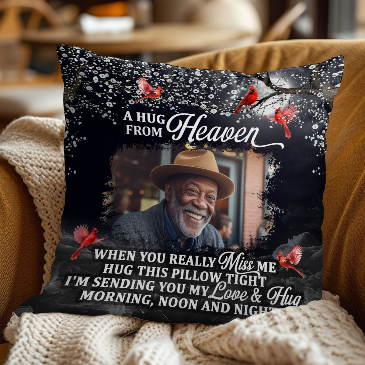 A Hug From Heaven - Personalized Crystal Velvet Pillow