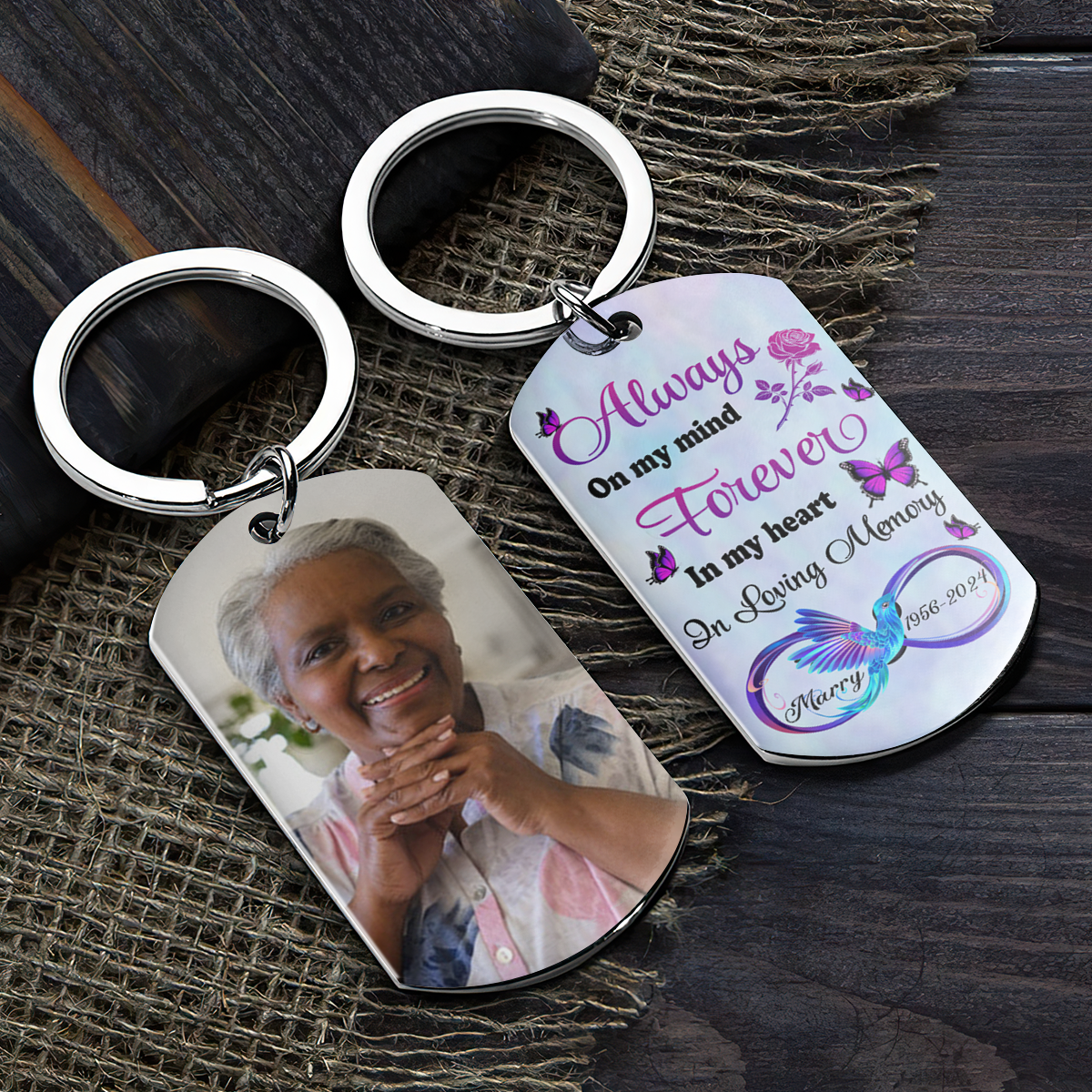 Always On My Mind Forever In My Heart - Personalized Stainless Steel Keychain